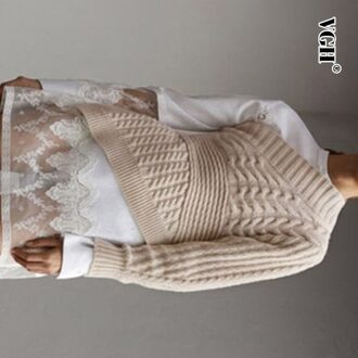 VGH Lente Winter Vrouwen Trui Lange Mouwen Onregelmatige Kraag Off Shoulder Breien Truien Tij