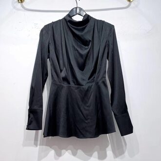 Vgh Wit Elegante Blouse Voor Vrouwen Coltrui Lange Mouwen Minimalistische Casual Shirt Vrouwelijke Mode Kleding Voorjaar Stijlvolle zwart / L