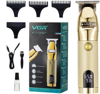 Vgr V-275 High Power Elektrische Tondeuse Lcd Display Metalen Haar Trimmer Goud