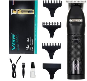 Vgr V-275 High Power Elektrische Tondeuse Lcd Display Metalen Haar Trimmer zwart