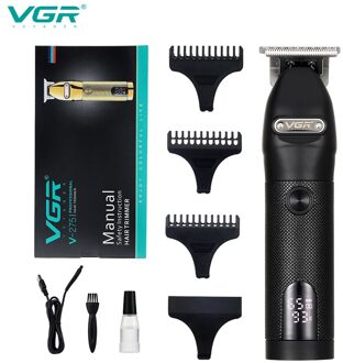 Vgr V-275 Professionele Elektrische Tondeuse Kapper Salon Usb Lading Mannen Cordless Led Display Kapsel Tondeuse standaard--zwart