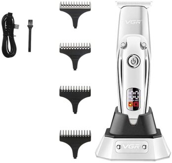 Vgr V-277 Haar Trimmer Tondeuse Voor Mannen Tondeuse Voor Haar Knippen Draadloze Haar Trimmers Met Opladen Stand Haar Snijden Kits zilver