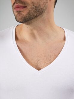 Vibamboru T-Shirt Diepe V-Hals Wit 4-Pack - M,L,XL,XXL