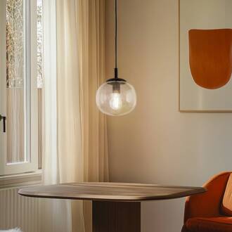 Vibe hanglamp, bruin-transparant glas, Ø 20 cm bruin-transparant, zwart