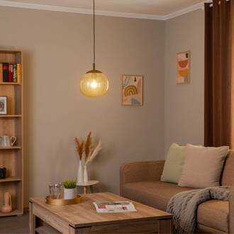 Vibe hanglamp, bruin-transparant glas, Ø 25 cm bruin-transparant, zwart