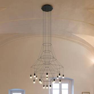 Vibia LED hanglamp Vibia Wireflow, zwart, 279 cm zwart, transparant