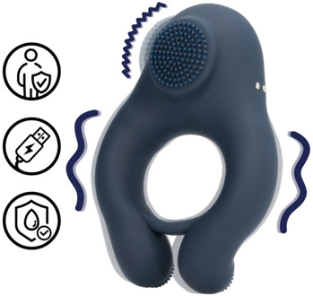 Vibrerende Cockring met Clitoris Stimulatie - Indigo Blauw