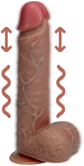 Vibrerende en Duwende Rechte Penis met Ballen - 8 / 20,5 cm - Tan