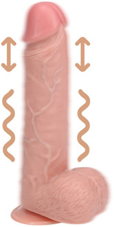 Vibrerende en Duwende Rechte Penis met Ballen - 8 / 20,5 cm - Vlees