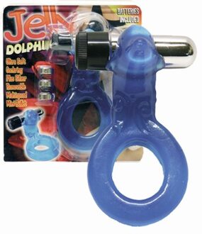 Vibrerende Jelly Dolfijn Cockring met batterijen