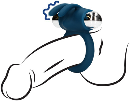 Vibrerende Rabbit Cock Ring - Baltisch Blauw