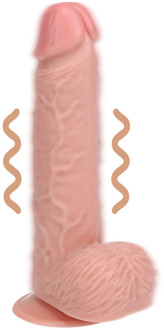 Vibrerende Regelmatige Rechte Penis met Ballen - 7 / 18 cm - Vlees