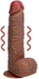 Vibrerende Reguliere Rechte Penis met Ballen - 7 / 18 cm - Tan