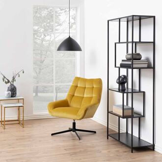 Vic industriële houten boekenkast - B77 x D35 x H185 cm - Zwart