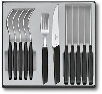 Victorinox Bestekset Swiss Modern - 12-delig - Zwart - Steakmes/Vork