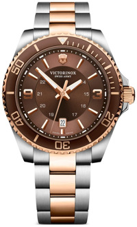 Victorinox Stalen Quartz Horloge, Bruine Kast Victorinox , Gray , Heren - ONE Size