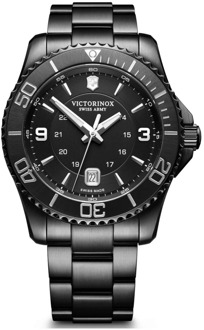 Victorinox Stalen Quartz Horloge, Zwarte Kast Band Victorinox , Black , Heren - ONE Size