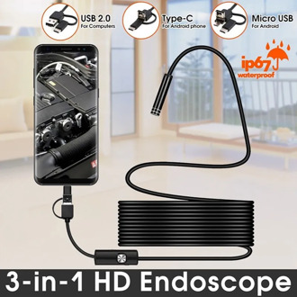 VicTsing 1m 3-in-1 Android Type-C USB Endoscope Camera Wifi Borescope 6 LED Snake Camera For Mac OS Windows Car Repair Tools