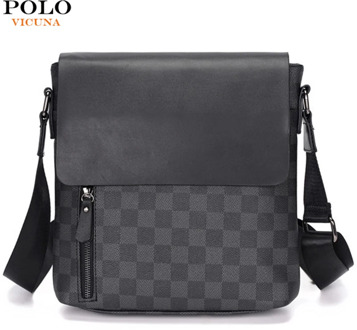 VICUNA POLO Black Leather Bags For Men Office Men's Cross Body Messenger Bag Sling Shoulder Bags Travel Handbag bolsos