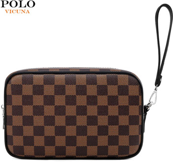 VICUNA POLO Brand Design Mens Clutch Wallet Large Capacity Plaid Design Clutch Handbag With Card Holder Purse Dropshipping
