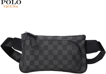 VICUNA POLO Brand Unisex Fanny Pack For Men Classic Plaid Design Travel Men Crossbody Chest Bags Multifunctional Waist Pack