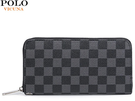 VICUNA POLO Classic Brand Plaid Design Men Clutch Wallet Large Capacity Long Card Holder Wallet For Male Drop Shipping Supported