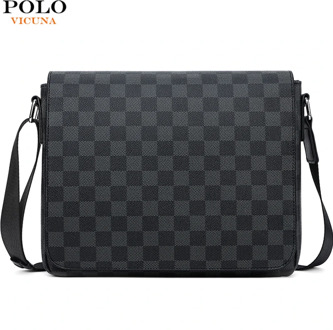 VICUNA POLO Classic Brand Plaid Design Men Messenger Bag Casual Business Man Shoulder Bag Sling Crossbody Bags Mens Handbag