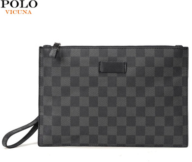 VICUNA POLO Large Capacity Plaid Mens Clutch Wallet Travel Business Man Bag Classic Card Holder Clutch Handbag