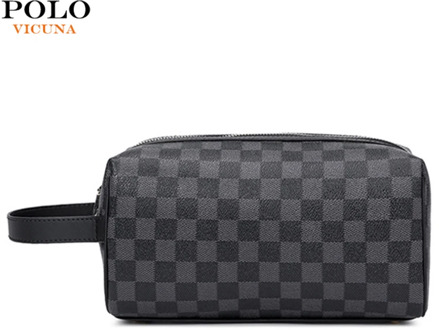 VICUNA POLO Travel Men Clutch Bag Famous Plaid Round Design Mens Toiletry Bag Waterproof Organizer Bags Clutch Handbag New