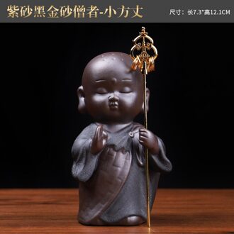 Vidar Creatieve Keramische Zwarte Goud Zand Little Monnik Thee Huisdier Paars Zand Kan Verhogen Zen Thee Art Ornamenten B