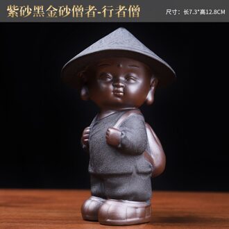 Vidar Creatieve Keramische Zwarte Goud Zand Little Monnik Thee Huisdier Paars Zand Kan Verhogen Zen Thee Art Ornamenten