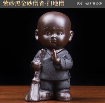 Vidar Creatieve Keramische Zwarte Goud Zand Little Monnik Thee Huisdier Paars Zand Kan Verhogen Zen Thee Art Ornamenten