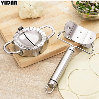 VIDAR DIY Dumplings Wrapper Maker Tool 304 Stainless Steel Jiaozi Pierogi Mold Durable Dumpling Cutter Mold Clips Baking Molds