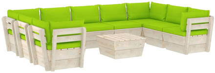 vidaXL 10-delige Loungeset met kussens pallet vurenhout Groen