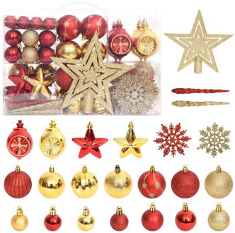 vidaXL 108-delige Kerstballenset goud en rood Multikleur