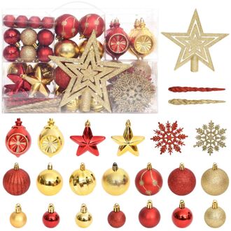 vidaXL 108-delige Kerstballenset goud en rood Multikleur