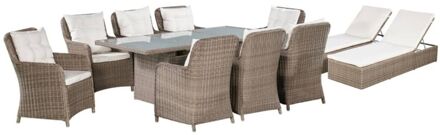 vidaXL 11-delige Tuinset poly rattan bruin