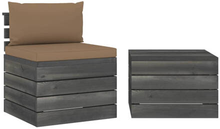 vidaXL 2-delige Loungeset met kussens pallet massief grenenhout Bruin