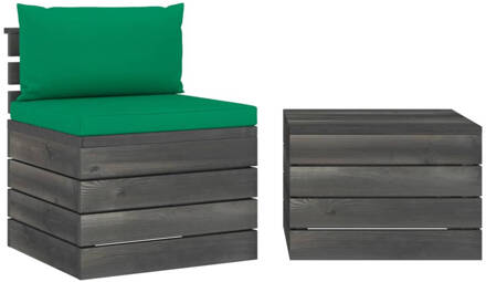 vidaXL 2-delige Loungeset met kussens pallet massief grenenhout Groen