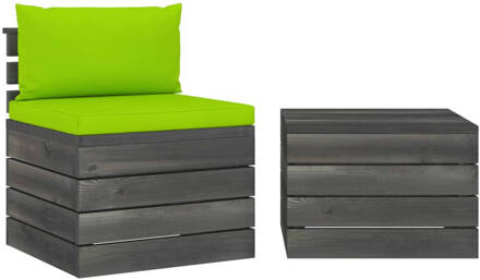 vidaXL 2-delige Loungeset met kussens pallet massief grenenhout Groen