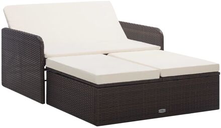 vidaXL 2-delige Loungeset met kussens poly rattan bruin