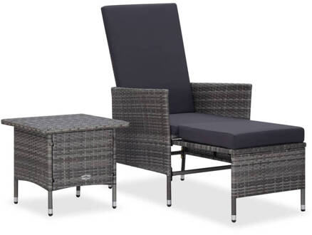 vidaXL 2-delige Loungeset met kussens poly rattan grijs