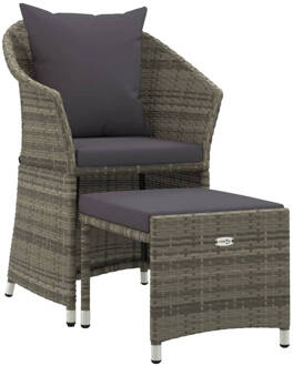 vidaXL 2-delige Loungeset met kussens poly rattan grijs