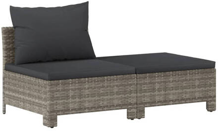 vidaXL 2-delige Loungeset met kussens poly rattan grijs