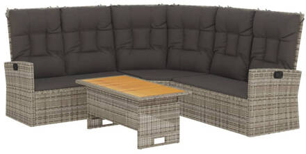 vidaXL 2-delige Loungeset met kussens poly rattan grijs