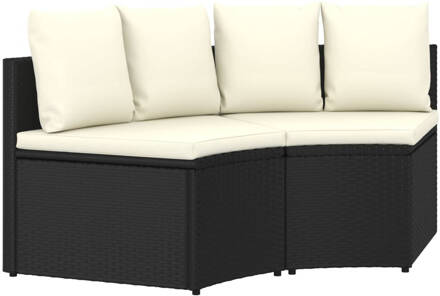 vidaXL 2-delige Loungeset met kussens poly rattan zwart