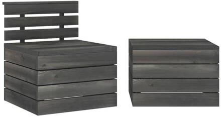 vidaXL 2-delige Loungeset pallet massief grenenhout donkergrijs