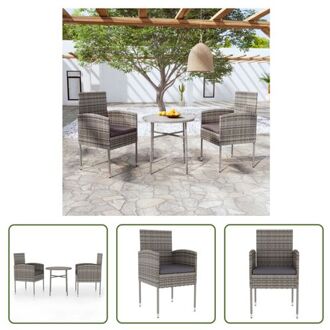 vidaXL 2-delige Tuinset - Poly Rattan - Antraciet - 52x56x88 cm - Weerbestendig Grijs