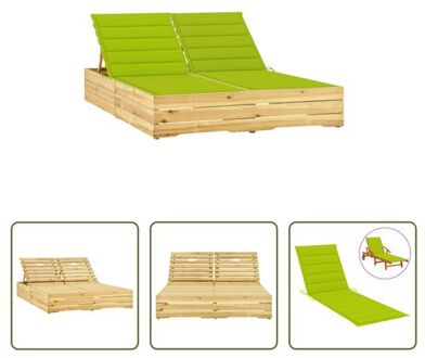 vidaXL 2-persoons Tuinbed - Grenenhout - Houten Loungebed - 198 x 135 x (30-75) cm - Verstelbare Rugleuning Groen