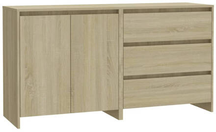 vidaXL 2 st Dressoirs bewerkt hout sonoma eikenkleurig Beige